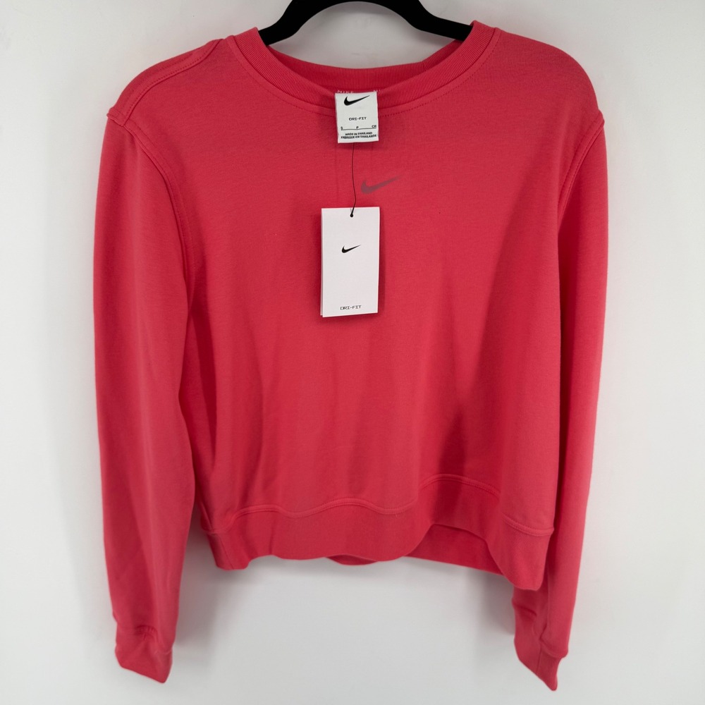 Nike Dri-FIT Sweatshirt Womens S Pink Cotton Blend Cropped Training FB5125-629